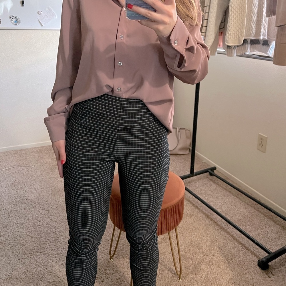 Grid Pattern Skinny Trousers